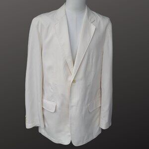 Alfani SZ L Cream Men's Sport Jacket Blazer Unstructured 100% Cotton